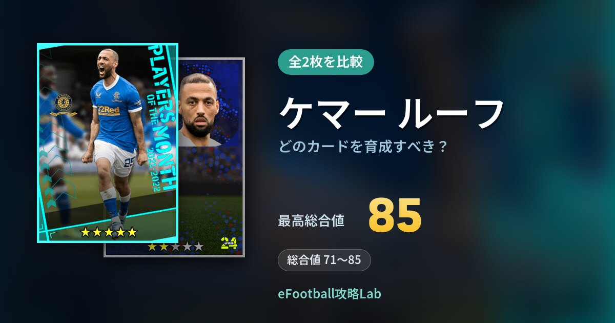 【イーフト】ケマー ルーフはどのカードを育成すべき？全2枚を比較
