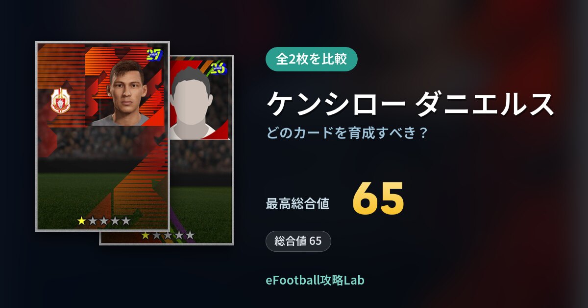 【イーフト】ケンシロー ダニエルスはどのカードを育成すべき？全2枚を比較