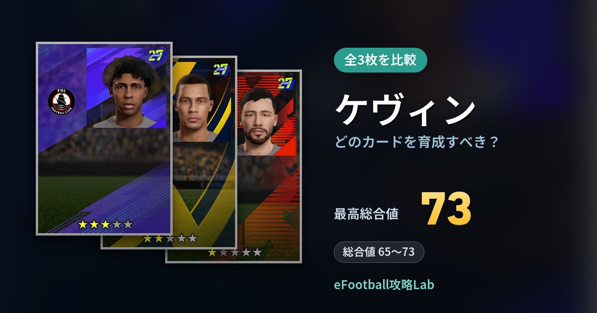 【イーフト】ケヴィンはどのカードを育成すべき？全3枚を比較