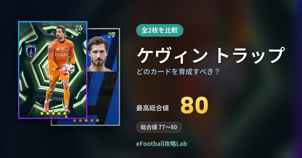 【イーフト】ケヴィン トラップはどのカードを育成すべき？全2枚を比較