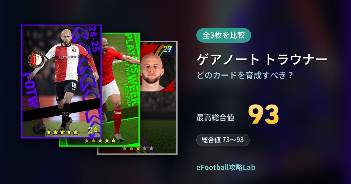 【イーフト】ゲアノート トラウナーはどのカードを育成すべき？全3枚を比較
