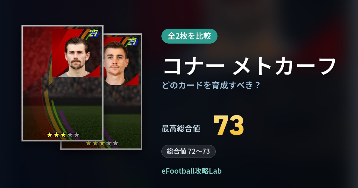 【イーフト】コナー メトカーフはどのカードを育成すべき？全2枚を比較