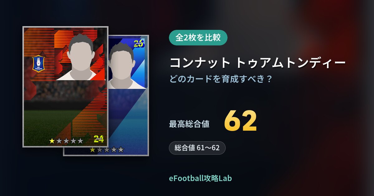 【イーフト】コンナット トゥアムトンディーの育成カード比較（全2枚）