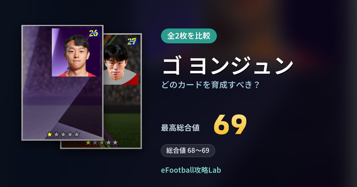 【イーフト】ゴ ヨンジュンはどのカードを育成すべき？全2枚を比較
