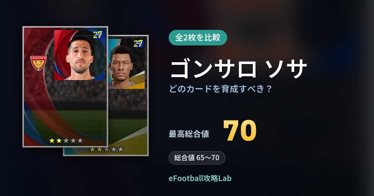 【イーフト】ゴンサロ ソサはどのカードを育成すべき？全2枚を比較