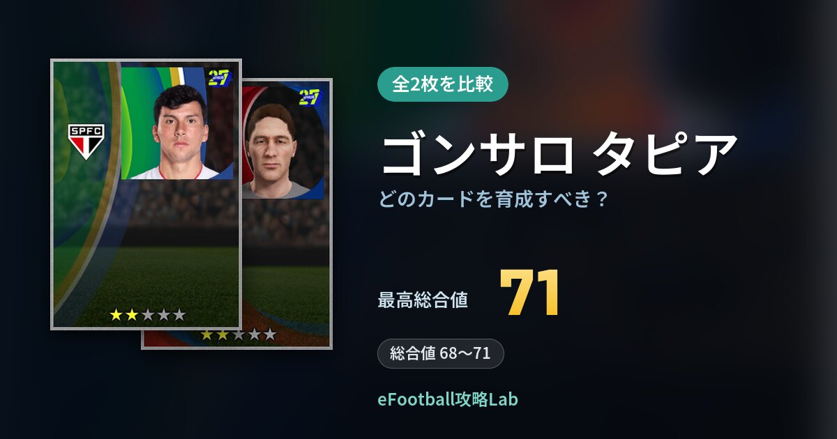 【イーフト】ゴンサロ タピアはどのカードを育成すべき？全2枚を比較
