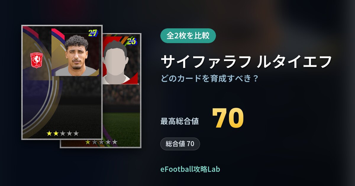 【イーフト】サイファラフ ルタイエフはどのカードを育成すべき？全2枚を比較