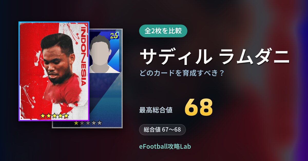 【イーフト】サディル ラムダニはどのカードを育成すべき？全2枚を比較