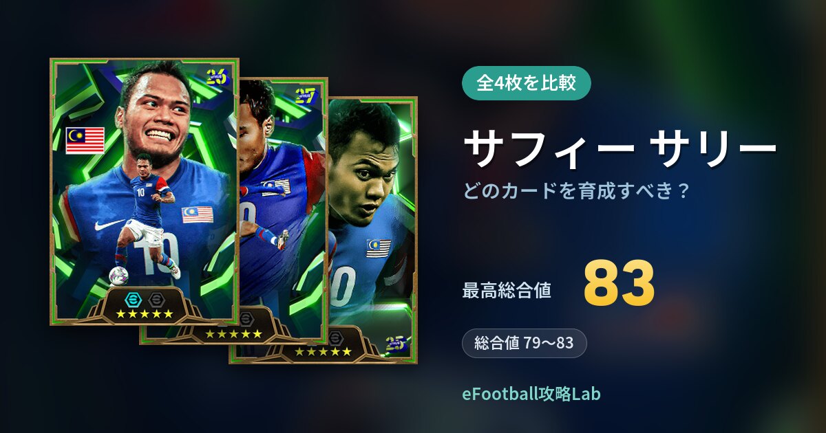 【イーフト】サフィー サリーはどのカードを育成すべき？全4枚を比較