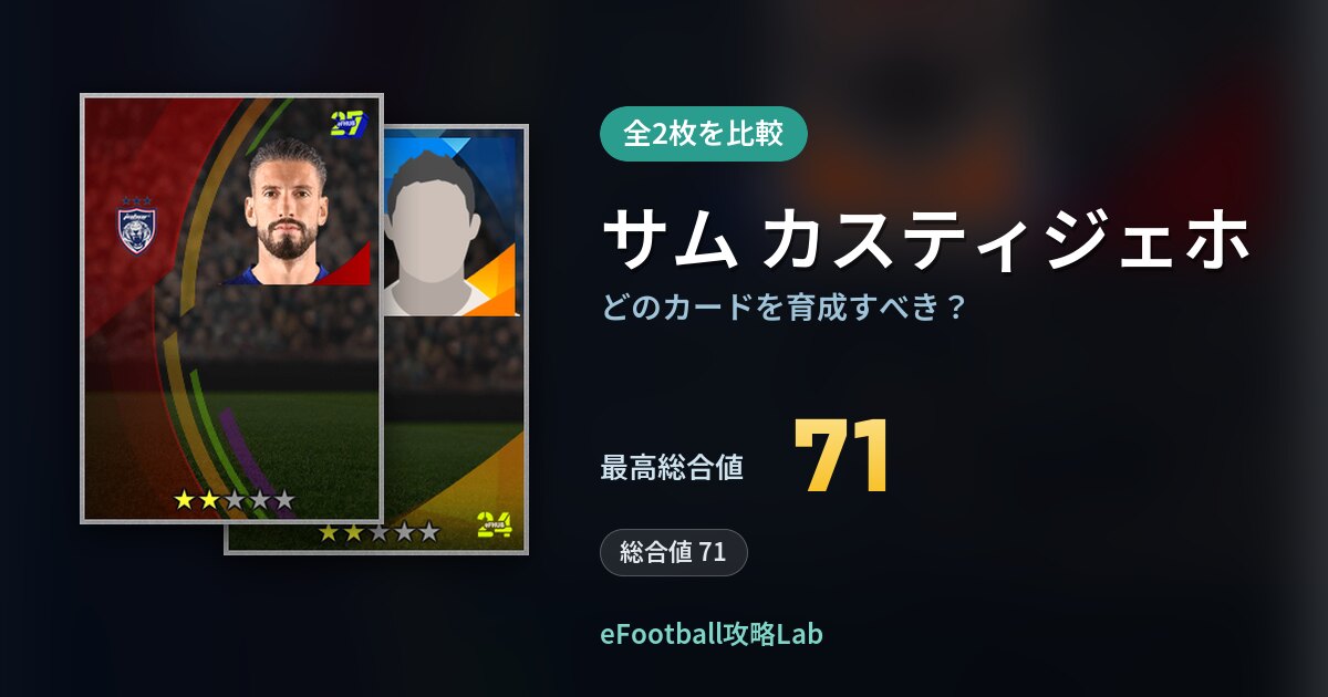 【イーフト】サム カスティジェホはどのカードを育成すべき?全2枚を比較