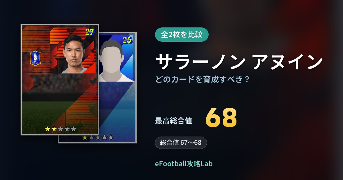 【イーフト】サラーノン アヌインはどのカードを育成すべき？全2枚を比較
