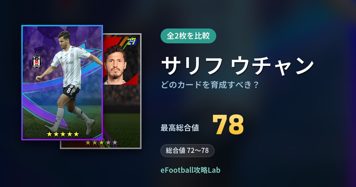 【イーフト】サリフ ウチャンはどのカードを育成すべき？全2枚を比較