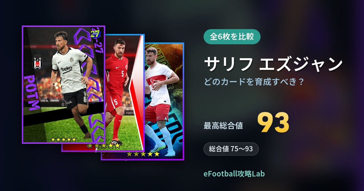 【イーフト】サリフ エズジャンはどのカードを育成すべき？全6枚を比較