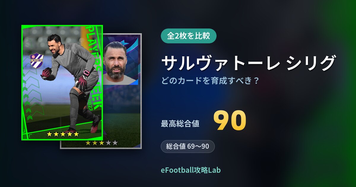 【イーフト】サルヴァトーレ シリグはどのカードを育成すべき？全2枚を比較