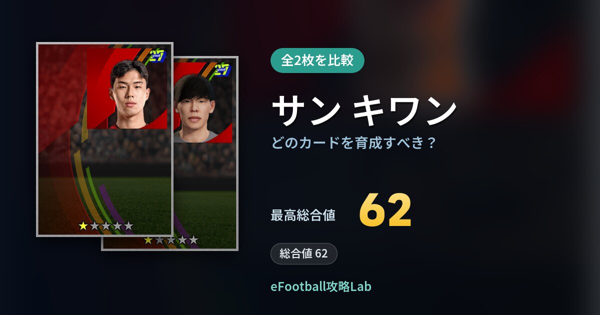 【イーフト】サン キワンはどのカードを育成すべき？全2枚を比較