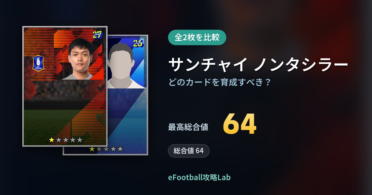【イーフト】サンチャイ ノンタシラーはどのカードを育成すべき？全2枚を比較