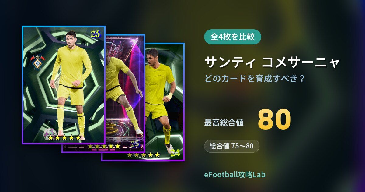 【イーフト】サンティ コメサーニャはどのカードを育成すべき？全4枚を比較