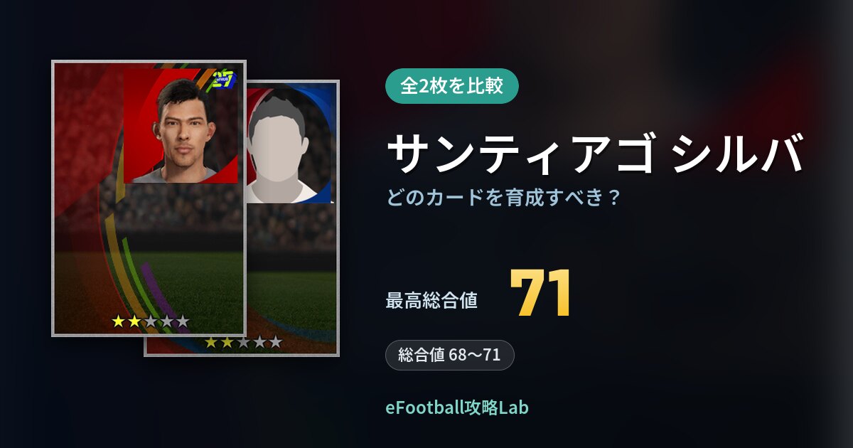 【イーフト】サンティアゴ シルバはどのカードを育成すべき？全2枚を比較