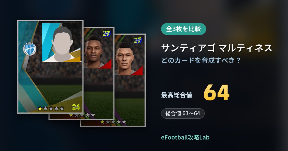 【イーフト】サンティアゴ マルティネスの育成カード比較（全3枚）