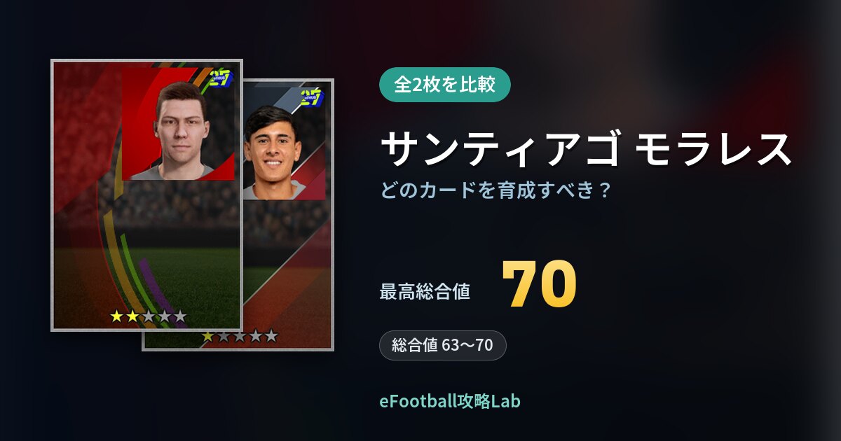 【イーフト】サンティアゴ モラレスはどのカードを育成すべき？全2枚を比較