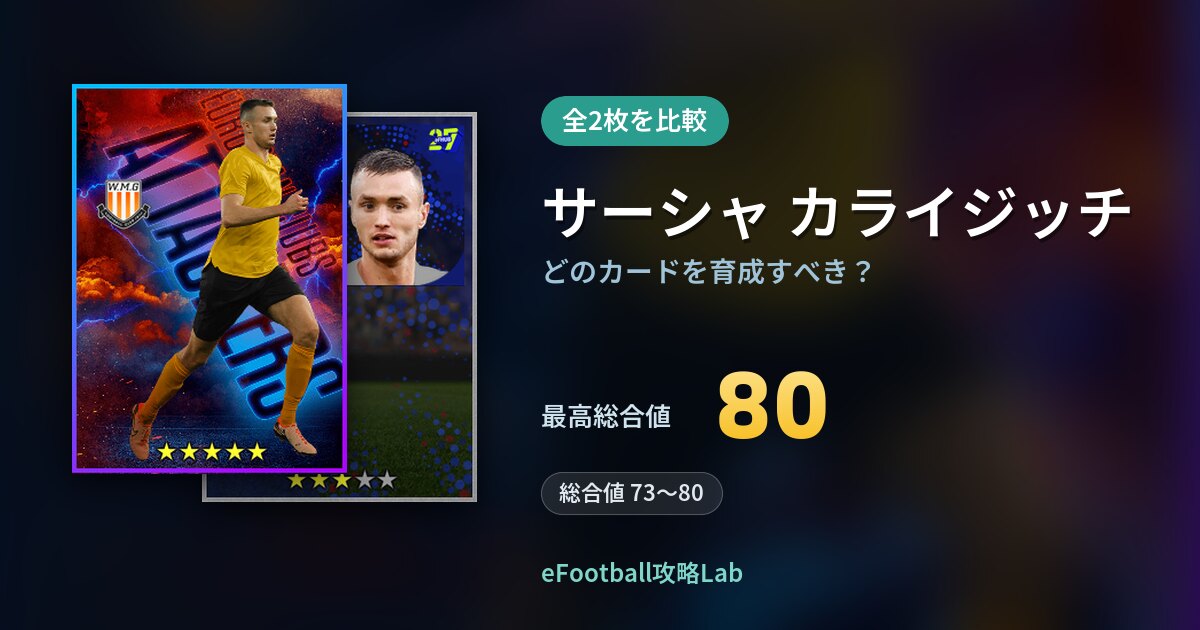 【イーフト】サーシャ カライジッチはどのカードを育成すべき？全2枚を比較