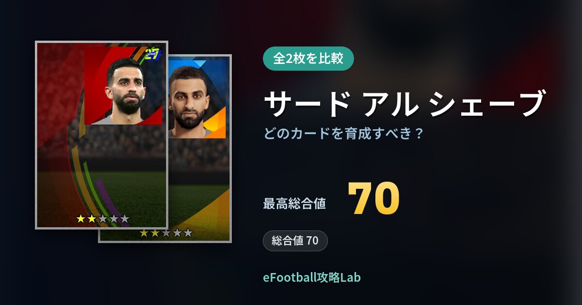 【イーフト】サード アル シェーブはどのカードを育成すべき?全2枚を比較