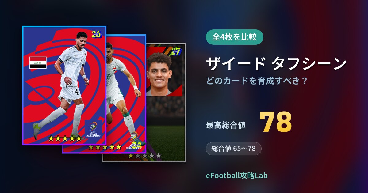 【イーフト】ザイード タフシーンはどのカードを育成すべき？全4枚を比較