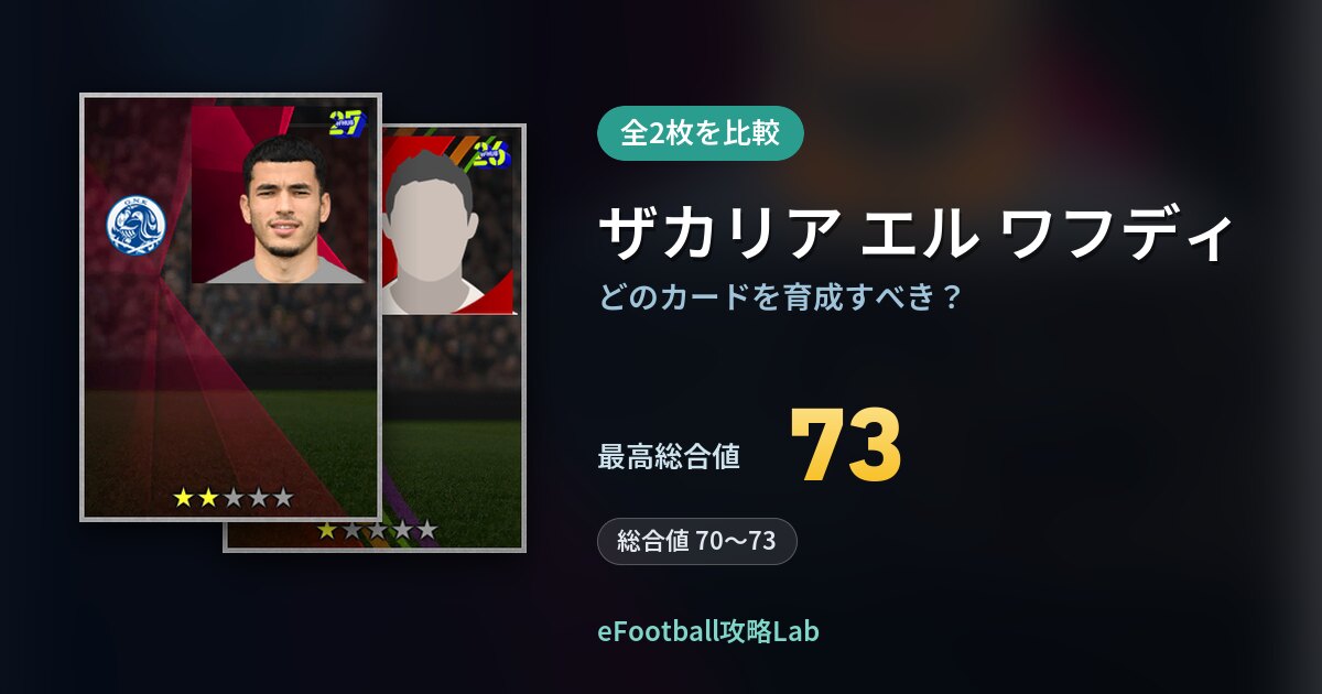 【イーフト】ザカリア エル ワフディはどのカードを育成すべき？全2枚を比較