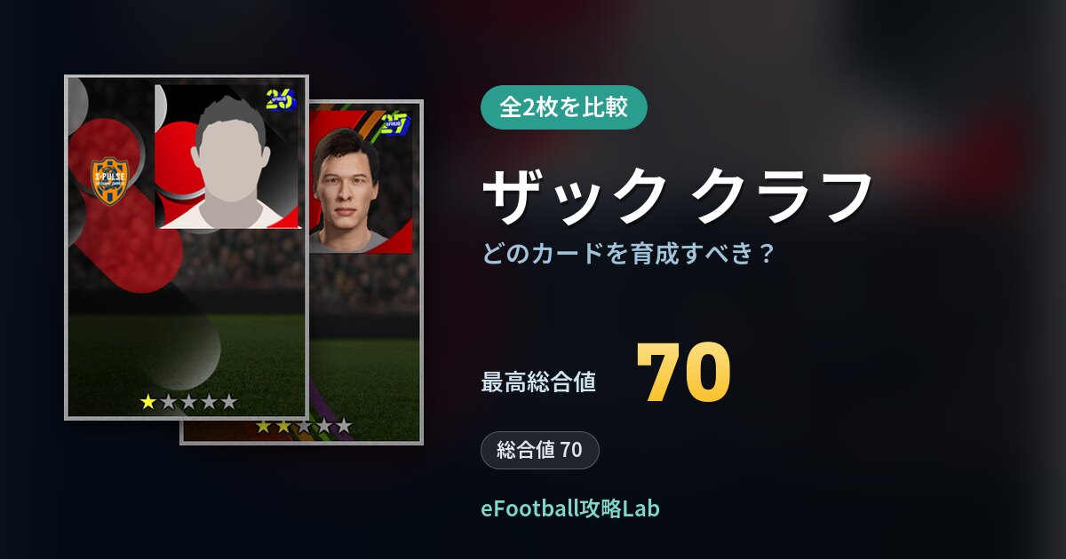 【イーフト】ザック クラフはどのカードを育成すべき？全2枚を比較