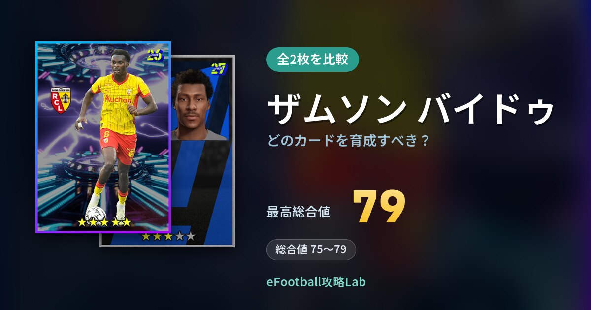 【イーフト】ザムソン バイドゥはどのカードを育成すべき？全2枚を比較