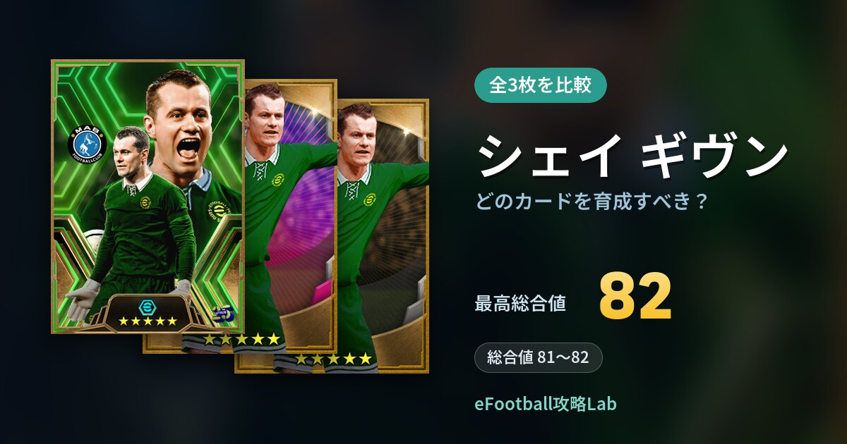 【イーフト】シェイ ギヴンはどのカードを育成すべき？全3枚を比較