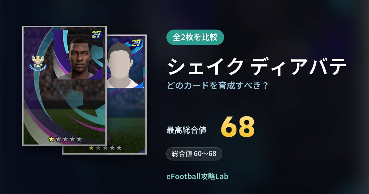【イーフト】シェイク ディアバテはどのカードを育成すべき？全2枚を比較