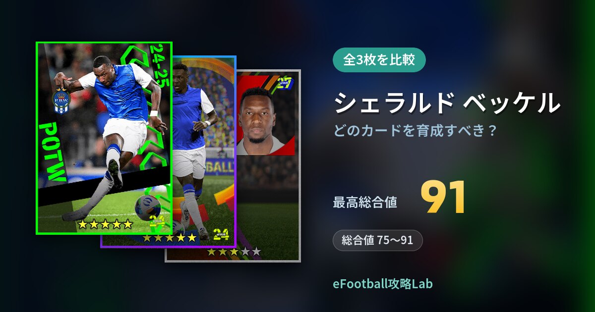 【イーフト】シェラルド ベッケルはどのカードを育成すべき?全3枚を比較