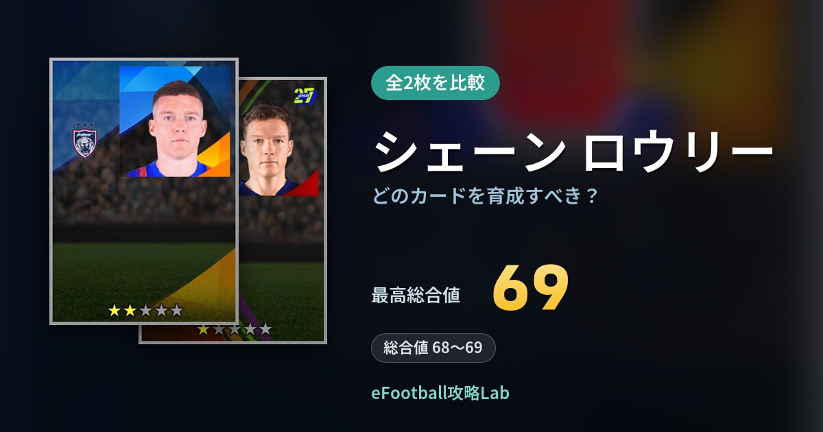 【イーフト】シェーン ロウリーはどのカードを育成すべき？全2枚を比較