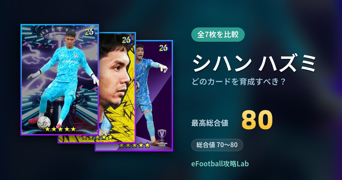 【イーフト】シハン ハズミはどのカードを育成すべき？全7枚を比較