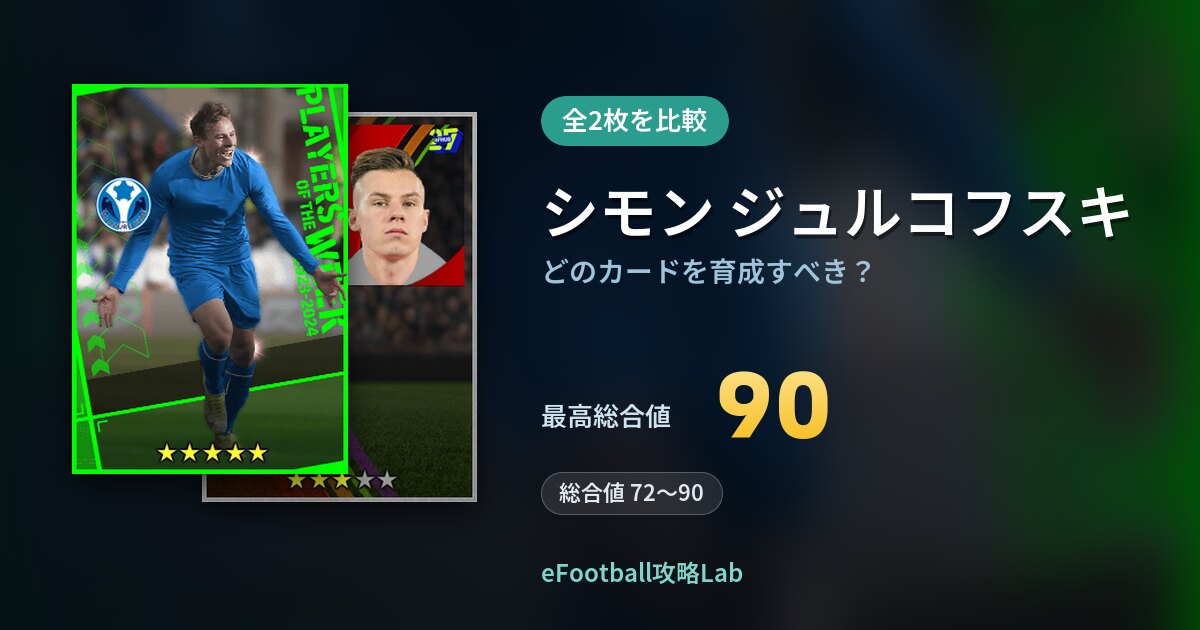 【イーフト】シモン ジュルコフスキはどのカードを育成すべき？全2枚を比較