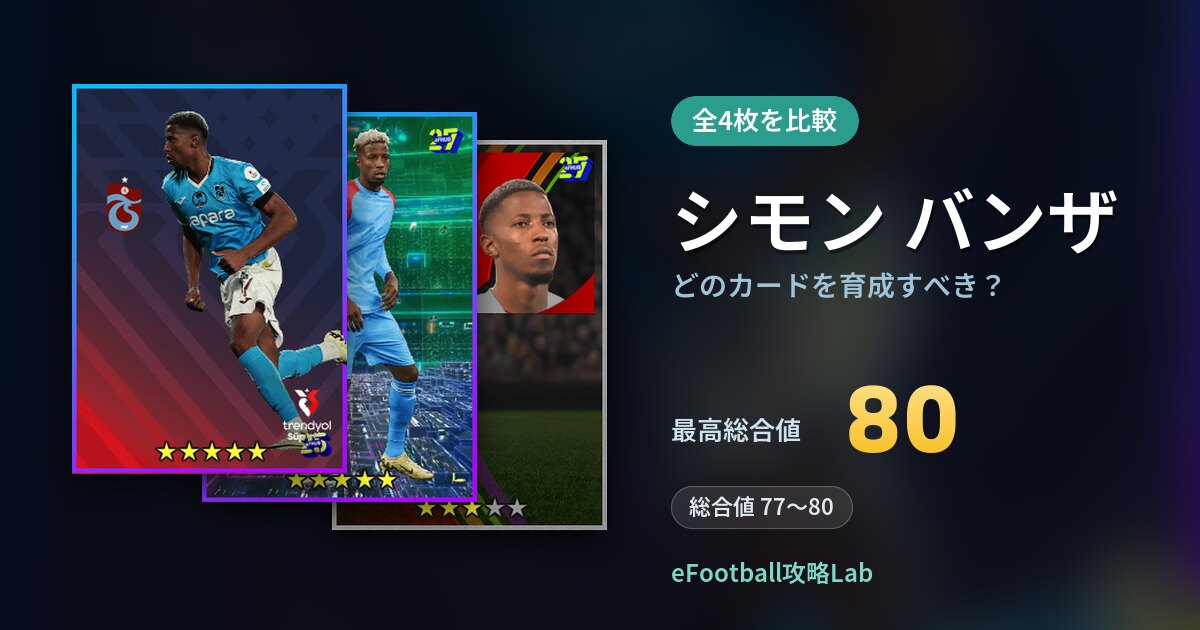 【イーフト】シモン バンザはどのカードを育成すべき？全4枚を比較
