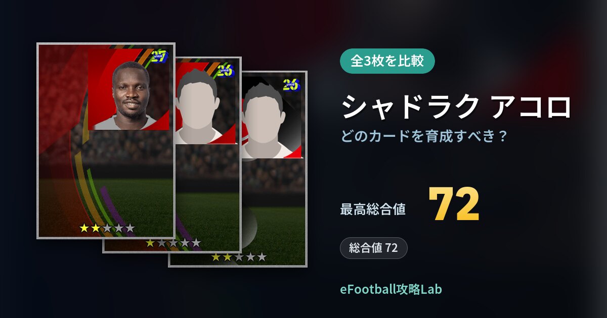 【イーフト】シャドラク アコロはどのカードを育成すべき？全3枚を比較