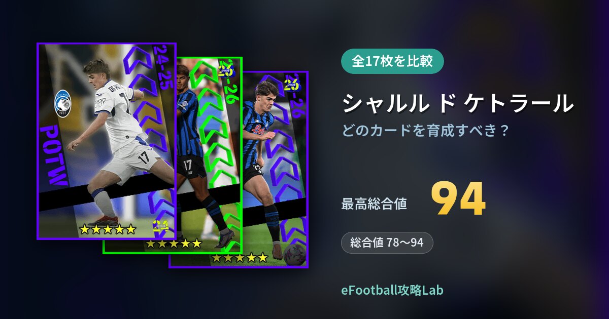 【イーフト】シャルル ド ケトラールはどのカードを育成すべき？全17枚を比較