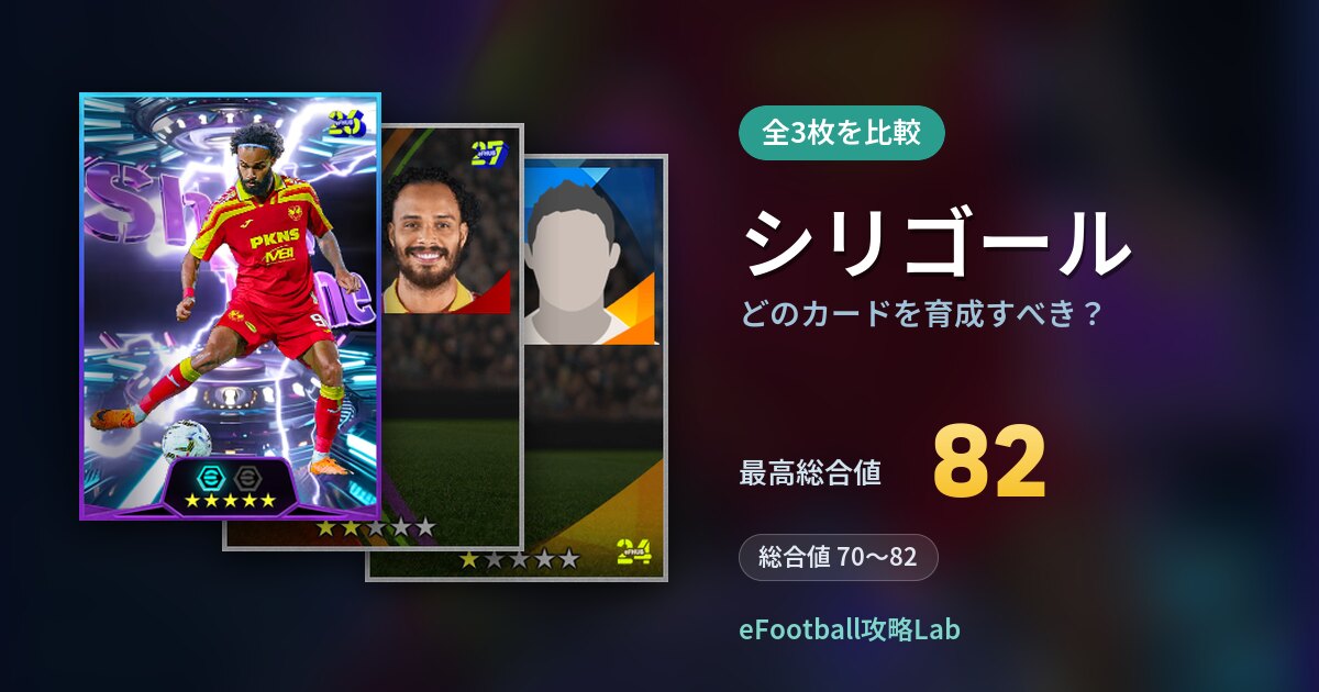 【イーフト】シリゴールはどのカードを育成すべき？全3枚を比較