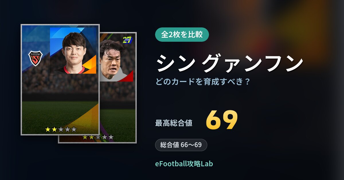 【イーフト】シン グァンフンはどのカードを育成すべき？全2枚を比較