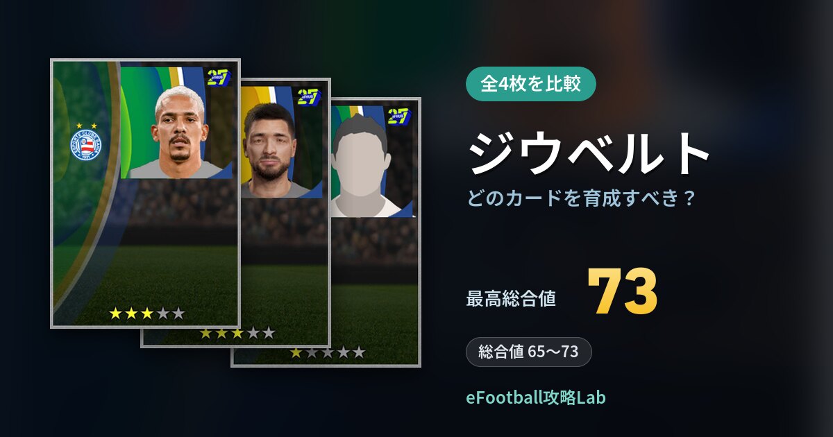 【イーフト】ジウベルトはどのカードを育成すべき？全4枚を比較