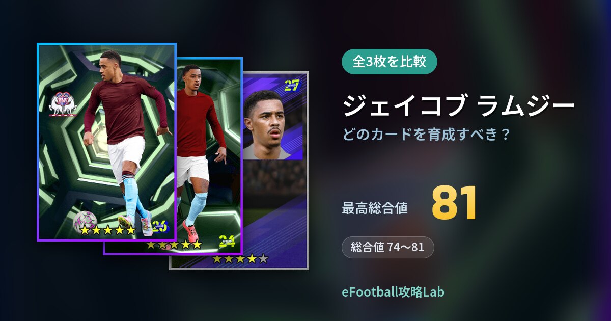 【イーフト】ジェイコブ ラムジーはどのカードを育成すべき？全3枚を比較