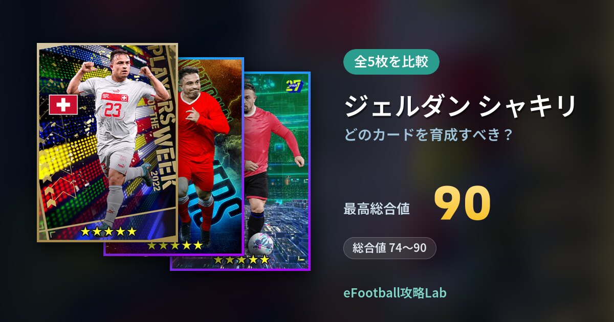 【イーフト】ジェルダン シャキリはどのカードを育成すべき？全5枚を比較