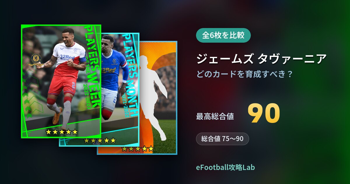 【イーフト】ジェームズ タヴァーニアはどのカードを育成すべき？全6枚を比較