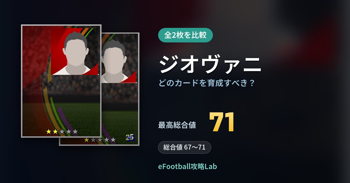 【イーフト】ジオヴァニはどのカードを育成すべき？全2枚を比較