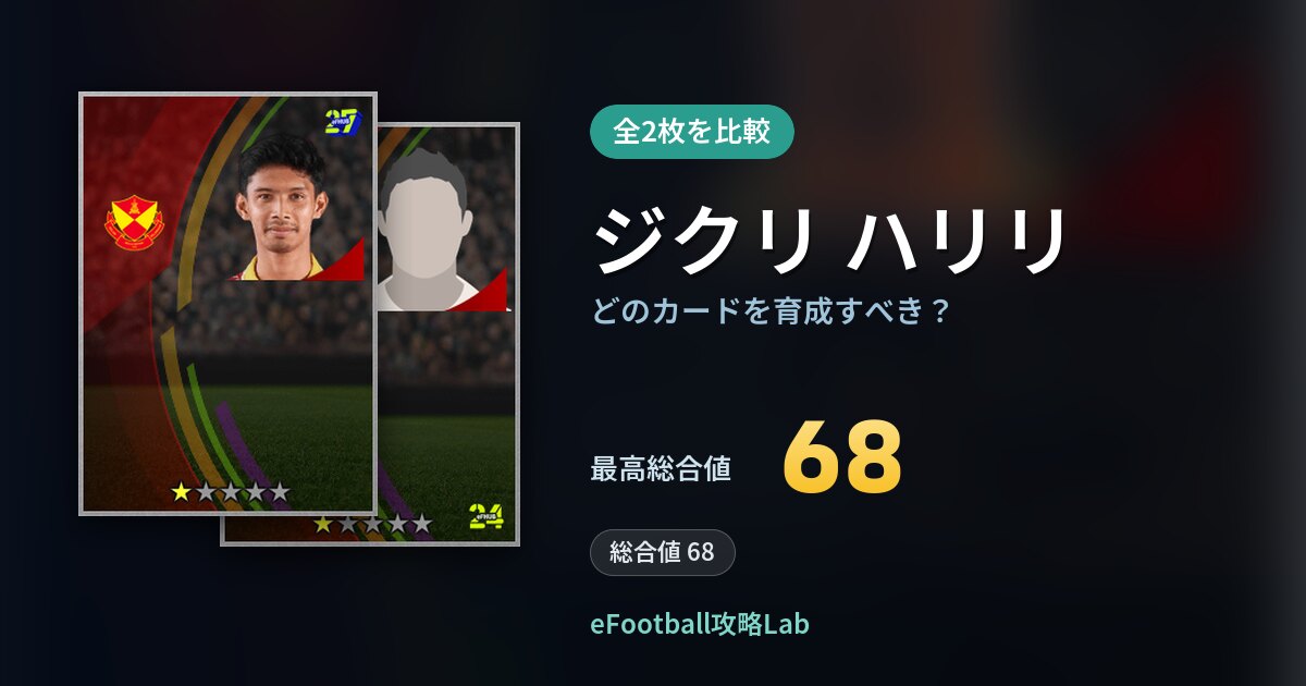 【イーフト】ジクリ ハリリはどのカードを育成すべき？全2枚を比較