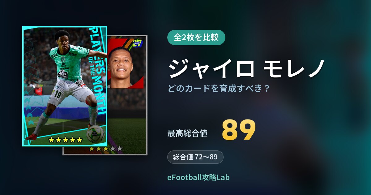 【イーフト】ジャイロ モレノはどのカードを育成すべき？全2枚を比較