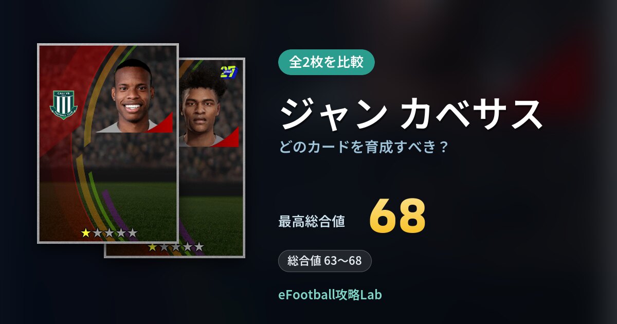 【イーフト】ジャン カベサスはどのカードを育成すべき？全2枚を比較