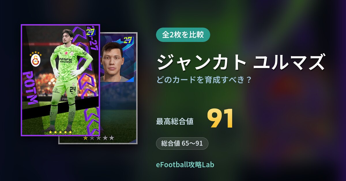 【イーフト】ジャンカト ユルマズはどのカードを育成すべき？全2枚を比較